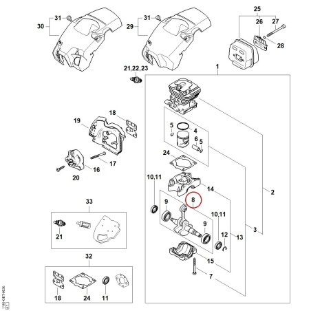 Vilebrequin avec roulement 11480301008 ORIGINAL STIHL | NewgardenParts.com