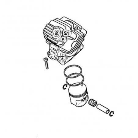 Cylindre à piston de 50 mm de diamètre ORIGINAL STIHL MS400 modèles 11400201212 | NewgardenParts.com