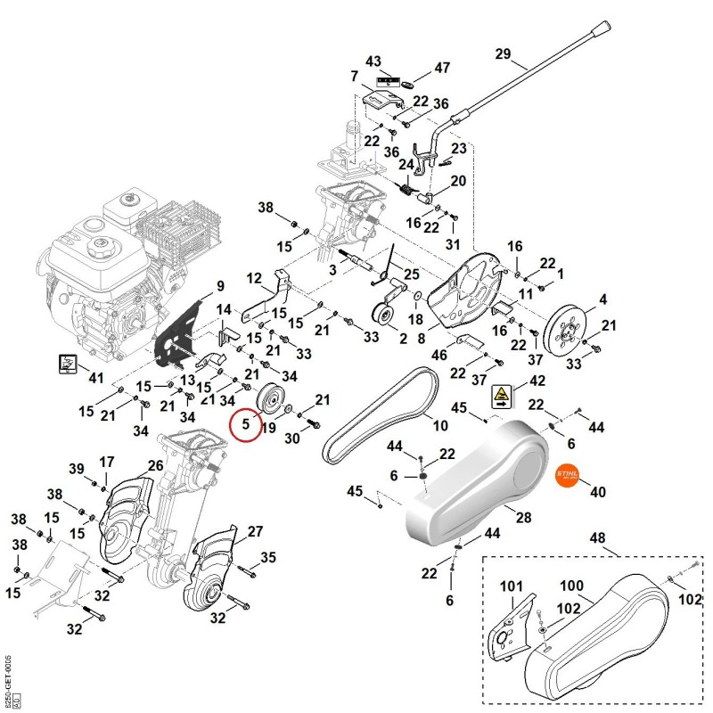 Puleggia per cinghia trapezoidale 62507111205 ORIGINALE STIHL