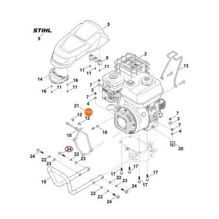 Tornillo hexagonal con brida M8x45 62519510814 ORIGINAL STIHL | NewgardenParts.com