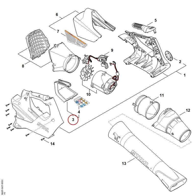 Semi-maniglia BA087900600 ORIGINALE STIHL