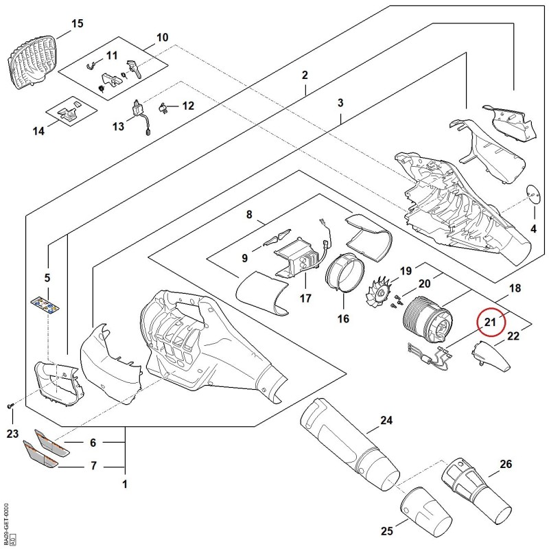 Mazo de cable BA094302201 ORIGINAL STIHL