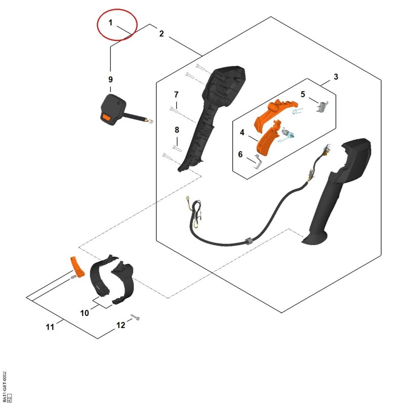 Poignée de commande HMI BA117901300 ORIGINAL STIHL Poignée de commande HMI BA117901300 ORIGINAL STIHL