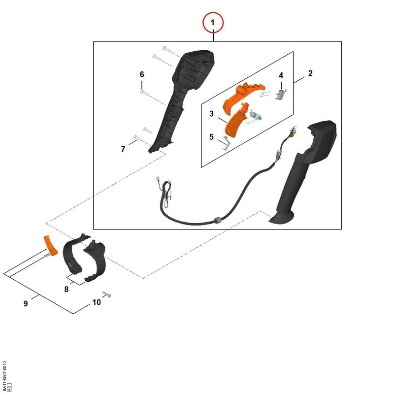 Poignée de commande BA117901301 ORIGINAL STIHL