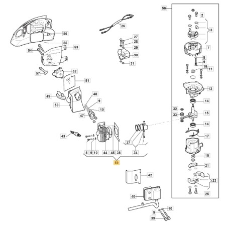 Cilindro e pistone ORIGINALE STIGA tagliasiepi shp60 - h60 - aht60 118804985/0 | NewgardenParts.com