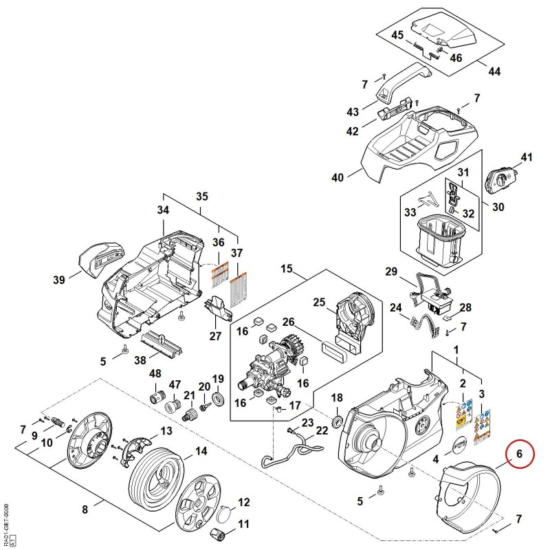 Alloggiamento avvolgitubo RA015011300 ORIGINALE STIHL