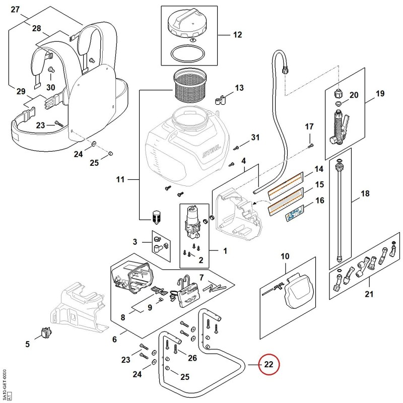 Support frame SA107906800 ORIGINAL STIHL Support frame SA107906800 ORIGINAL STIHL