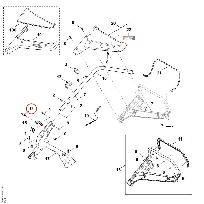 Vis à embase WA407166800 ORIGINAL STIHL