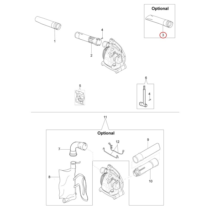 Launch tube with duckbill exit section 56552002A ORIGINAL OLEO-MAC