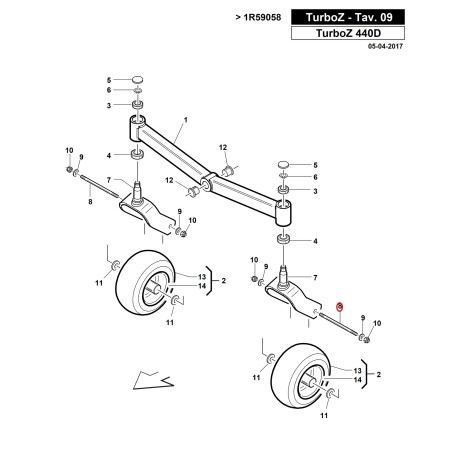Essieu de roue arrière 01.40.00.0470 | NewgardenParts.com