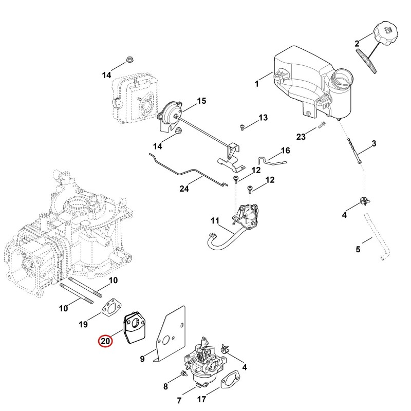 Set piastra intermedia 00020071008 ORIGINALE STIHL