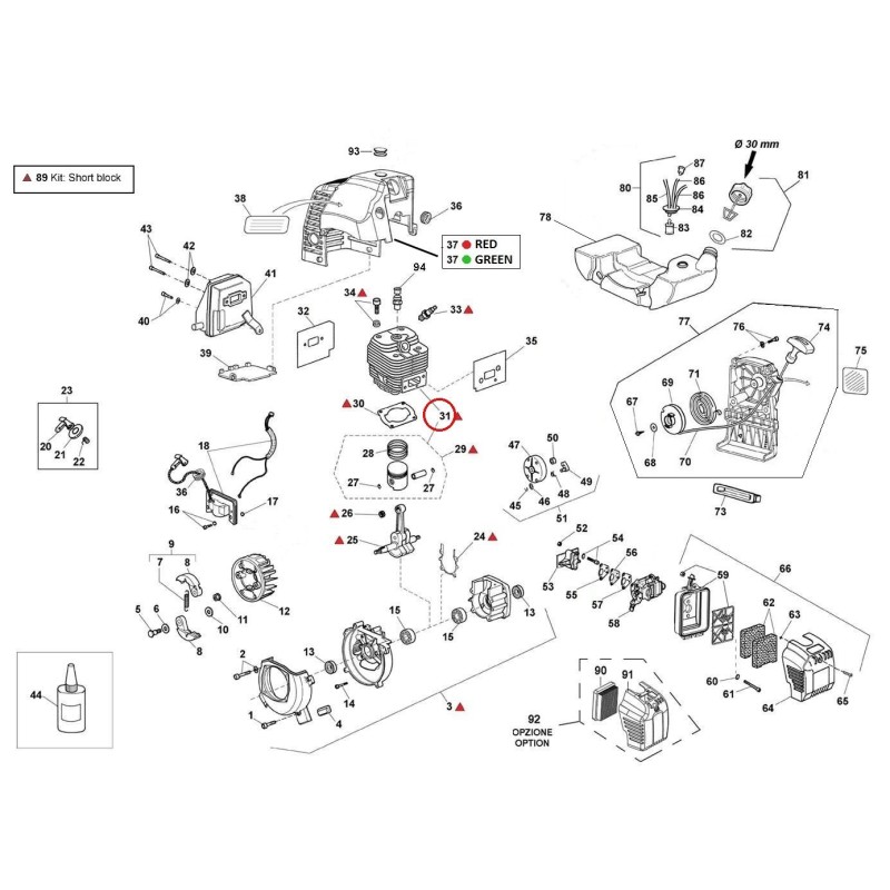 CYLINDER+PISTON KIT ACTIVE 4.5 (40MM) 020012 CYLINDER+PISTON KIT ACTIVE 4.5 (40MM) 020012