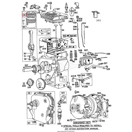 BRIGGS & STRATTON square segment kit diameter 63.5 mm 011589 | NewgardenParts.com