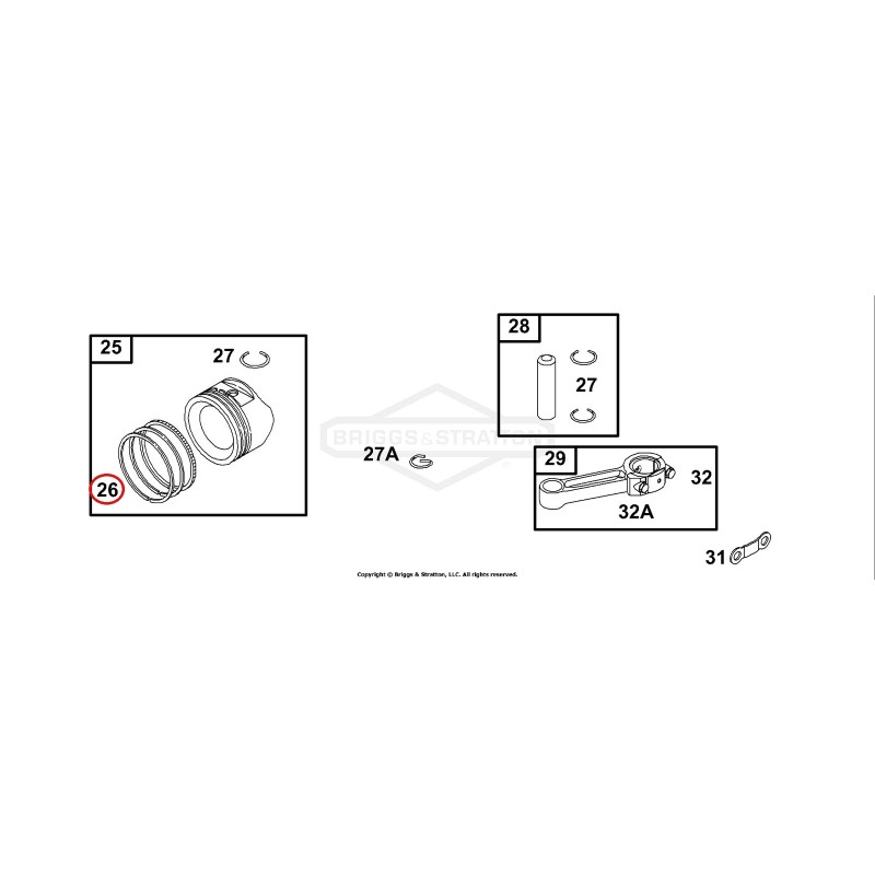 BRIGGS & STRATTON 87.4mm diameter square segment kit 011804 BRIGGS & STRATTON 87.4mm diameter square segment kit 011804