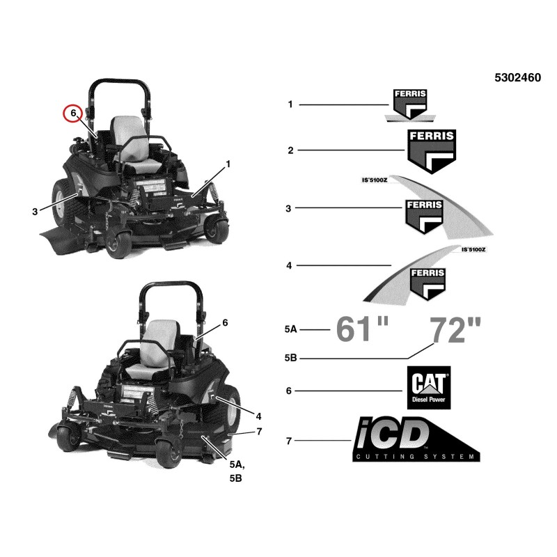 STICKER, CAT DIESEL POWER LR5100822 ORIGINAL FERRIS