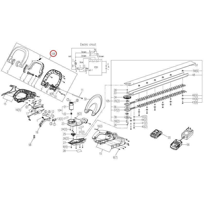 Front handle assembly XR50018639 ORIGINAL WORX
