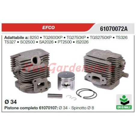 Cilindro pistone segmenti EFCO motosega 8250 TG2600XP TS326 61070072A | NewgardenParts.com