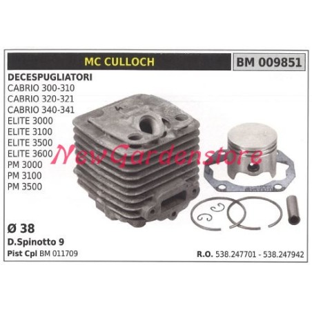 Cilindro pistone segmenti MC CULLOCH motore decespugliatore CABRIO 300 009851 | NewgardenParts.com