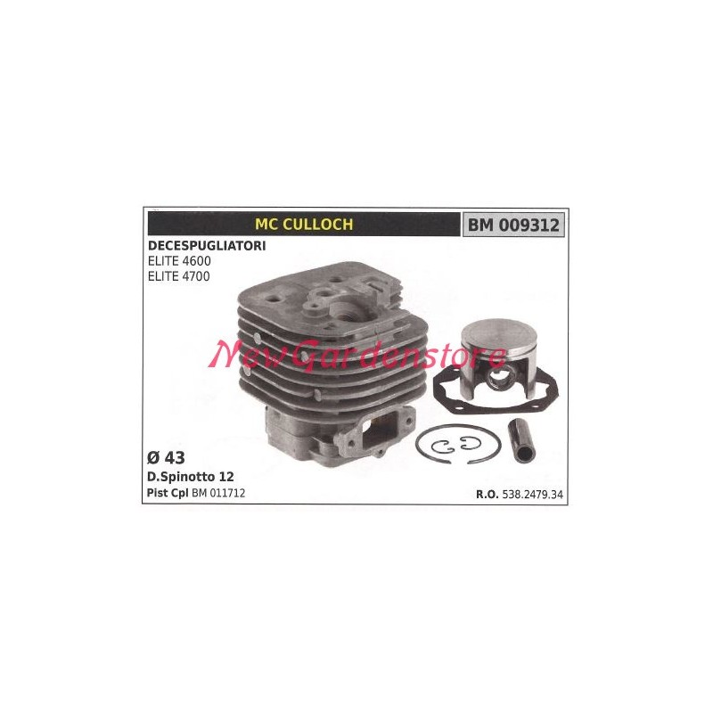 Cilindro pistone segmenti MC CULLOCH motore decespugliatore ELITE 4600 009312