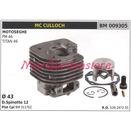 Cilindro pistone segmenti MC CULLOCH motore motosega PM 46 TITAN 46 009305 | NewgardenParts.com