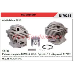 Cilindro pistone segmenti MITSUBISHI decespugliatore TL 33 R170284 | NewgardenParts.com