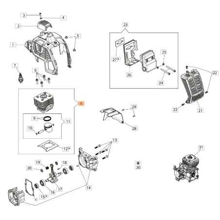 ORIGINAL OLEOMAC brushcutter pruner piston cylinder segments 61460025 | NewgardenParts.com
