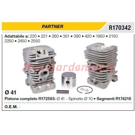 Cilindro pistone segmenti PARTNER motosega 220 221 260 R170342 | NewgardenParts.com