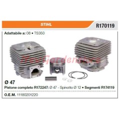 Cilindro pistone segmenti STIHL motosega 08 TS350 R170119 | NewgardenParts.com