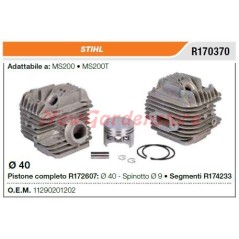 Piston piston cylinder segments STIHL chainsaw MS200 MS200T R170370 | NewgardenParts.com