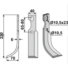 Lama zappa motocoltivatore motozappa fresa350-659 350-658UNIVERSALE dx sx 230mm | NewgardenParts.com