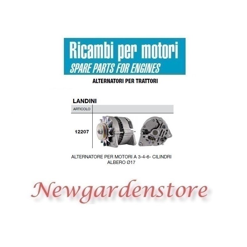 Alternatore 12207 LANDINI trattore motore 3 4 6 cilindri 14 volt 70 ampere