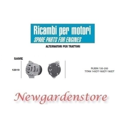 Alternatore 12819 SAME trattore motore RUBIN TITAN 145 DT 14 volt 85 ampere | NewgardenParts.com