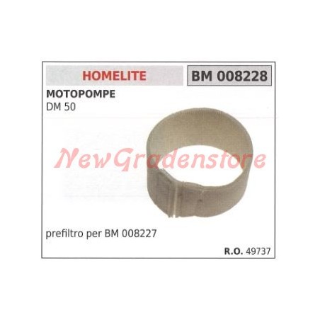 Prefiltro aria HOMELITE motopompa DM 50 008228 | NewgardenParts.com