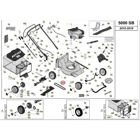 Cinghia Z 28 ORIGINALE ACTIVE rasaerba tagliaerba modelli 5000 sb 050323 | NewgardenParts.com