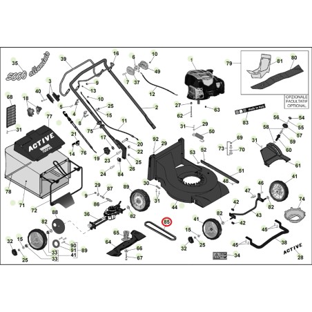 Cinghia Z27 ORIGINALE ACTIVE rasaerba tagliaerba modelli 5000 sb 050885 | NewgardenParts.com