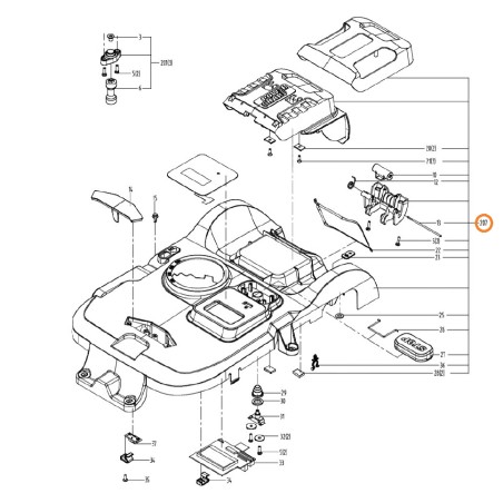 Cofano principale ORIGINALE WORX robot rasaerba WR155E | NewgardenParts.com