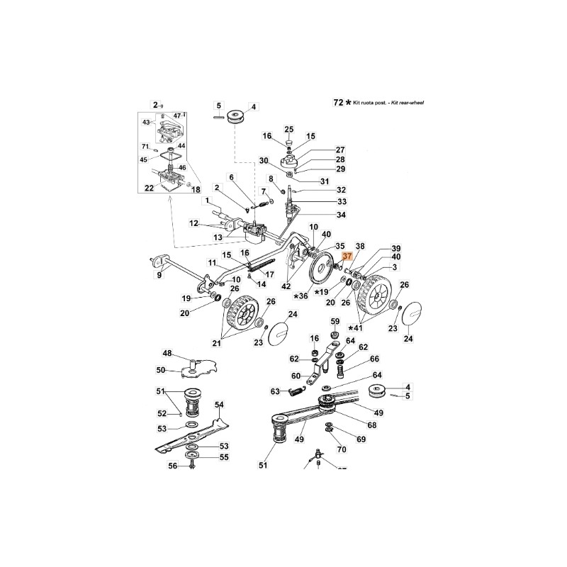 Collare destro tagliaerba modelli LUX47T ORIGINALE EMAK 8202070AR