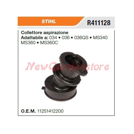 Collettore aspirazione STIHL motosega 034 036 036QS MS340 360 360C R411128 | NewgardenParts.com