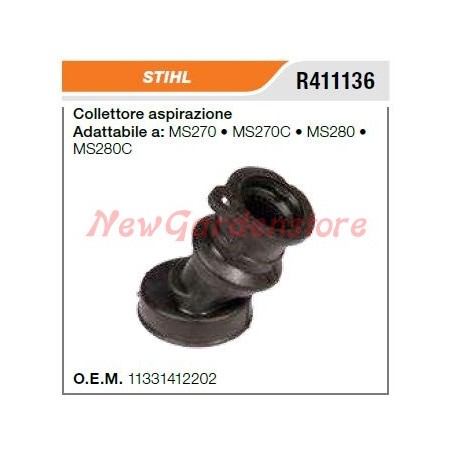 Collettore aspirazione STIHL motosega MS270 270C 280 280C R411136 | NewgardenParts.com