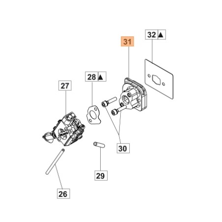 Collettore flangia tagliasiepi modelli HC265XP ORIGINALE OLEOMAC 58070024R | NewgardenParts.com