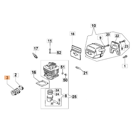 Collettore motosega modelli 981 GS820 ORIGINALE EMAK 098000010R | NewgardenParts.com