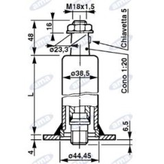 Power steering column length 158mm with C/6 (1:20) conicity AMA 05207 | NewgardenParts.com