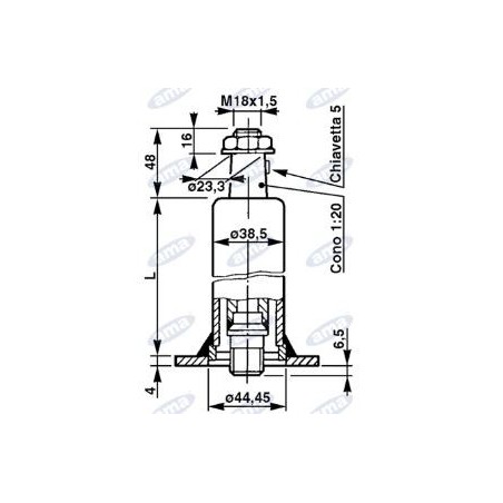 Colonnetta per idroguida lunghezza 389mm conicita' C/6 (1:20) AMA 05217