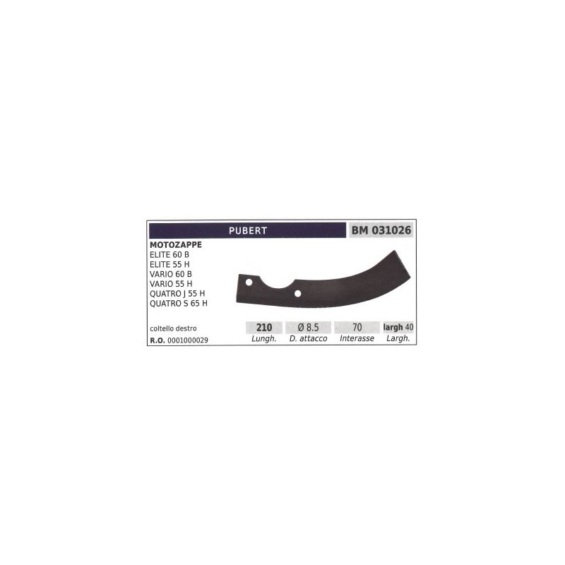 Coltello destro fresa per motozappa motocoltivatore ELITE 60B PUBERT