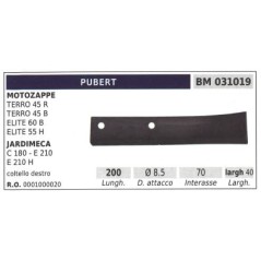 Lame de coupe droite pour cultivateur rotatif TERRO 45R PUBERT L. 200 mm | NewgardenParts.com