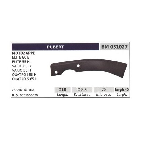 Coltello sinistro fresa per motozappa motocoltivatore ELITE 60B PUBERT | NewgardenParts.com