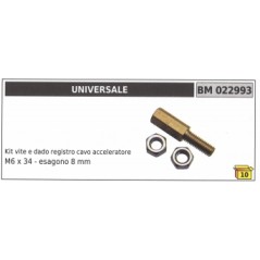 Kit vite e dado registro cavo acceleratore UNIVERSALE M6 x 34 mm esagono 8 mm | NewgardenParts.com