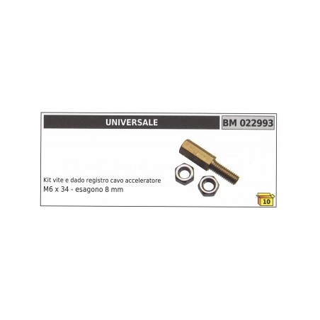 Kit vite e dado registro cavo acceleratore UNIVERSALE M6 x 34 mm esagono 8 mm | NewgardenParts.com