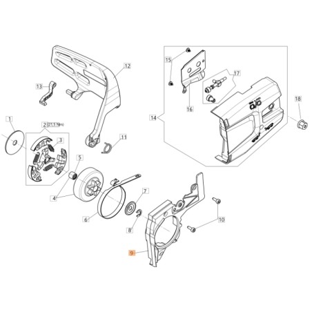 Coperchio basamento ORIGINALE OLEOMAC per motosega GST 360 50270176BR | NewgardenParts.com