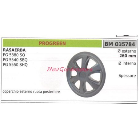 Coperchio esterno Ruota PROGREEN rasaerba tosaerba tagliaerba PG 5380 SQ 035784 | NewgardenParts.com